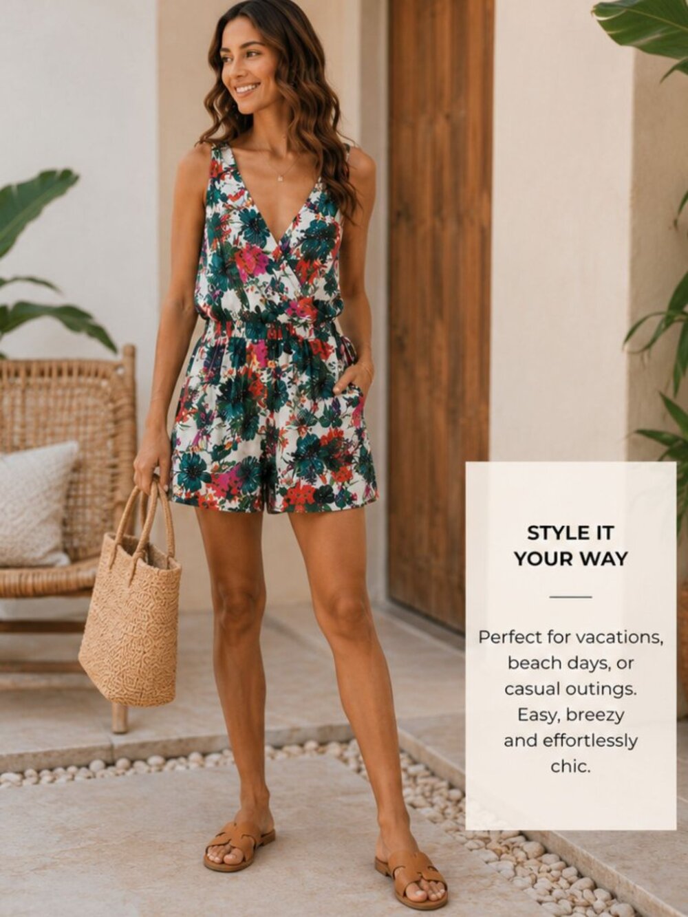 Princess Tam Tam Tropical Floral Wrap Romper Size Small